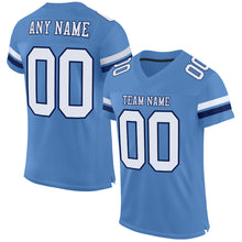 Load image into Gallery viewer, Custom Light Blue White-Navy Mesh Authentic Football Jersey
