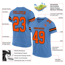Load image into Gallery viewer, Custom Electric Blue Orange-Black Mesh Authentic Football Jersey
