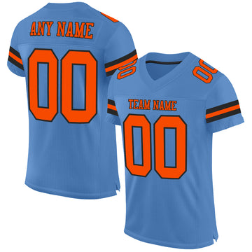 Custom Electric Blue Orange-Black Mesh Authentic Football Jersey