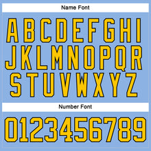 Load image into Gallery viewer, Custom Light Blue Yellow-Black Hockey Lace Neck Jersey
