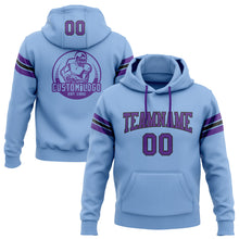 Load image into Gallery viewer, Custom Stitched Light Blue Purple-Black Football Pullover Sweatshirt Hoodie
