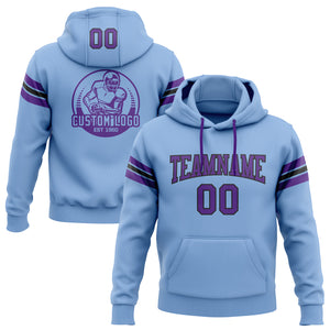 Custom Stitched Light Blue Purple-Black Football Pullover Sweatshirt Hoodie