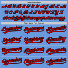 Load image into Gallery viewer, Custom Light Blue Red-Black Authentic Throwback Baseball Jersey
