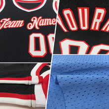 Load image into Gallery viewer, Custom Light Blue Red-Black Authentic Throwback Basketball Jersey
