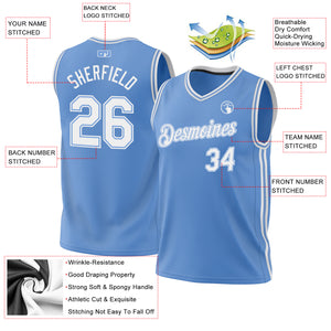 Custom Light Blue White-Light Blue Authentic Throwback Basketball Jersey