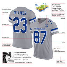 Load image into Gallery viewer, Custom Light Gray Royal-White Mesh Authentic Football Jersey
