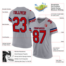 Load image into Gallery viewer, Custom Light Gray Red-Navy Mesh Authentic Football Jersey
