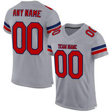 Load image into Gallery viewer, Custom Light Gray Red-Navy Mesh Authentic Football Jersey
