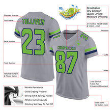 Load image into Gallery viewer, Custom Light Gray Neon Green-Navy Mesh Authentic Football Jersey
