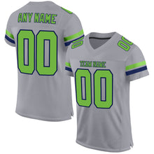 Load image into Gallery viewer, Custom Light Gray Neon Green-Navy Mesh Authentic Football Jersey
