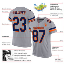 Load image into Gallery viewer, Custom Light Gray Navy-Orange Mesh Authentic Football Jersey

