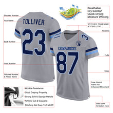 Load image into Gallery viewer, Custom Light Gray Navy-Powder Blue Mesh Authentic Football Jersey

