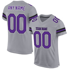 Load image into Gallery viewer, Custom Light Gray Purple-Black Mesh Authentic Football Jersey
