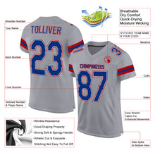 Load image into Gallery viewer, Custom Light Gray Royal-Red Mesh Authentic Football Jersey
