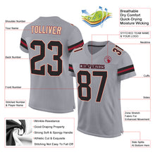 Load image into Gallery viewer, Custom Light Gray Black-Crimson Mesh Authentic Football Jersey
