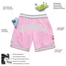 Load image into Gallery viewer, Custom Light Pink Gray-White Authentic Throwback Basketball Shorts
