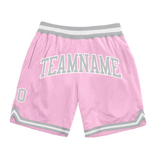 Load image into Gallery viewer, Custom Light Pink Gray-White Authentic Throwback Basketball Shorts

