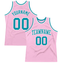 Load image into Gallery viewer, Custom Light Pink Teal-White Authentic Throwback Basketball Jersey
