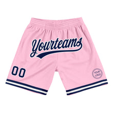 Load image into Gallery viewer, Custom Light Pink Navy-White Authentic Throwback Basketball Shorts
