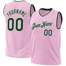 Load image into Gallery viewer, Custom Light Pink Green-White Authentic Throwback Basketball Jersey
