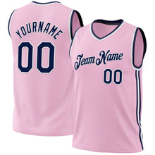 Load image into Gallery viewer, Custom Light Pink Navy-White Authentic Throwback Basketball Jersey
