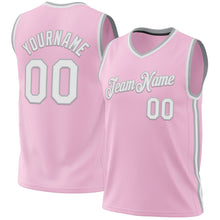 Load image into Gallery viewer, Custom Light Pink White-Gray Authentic Throwback Basketball Jersey
