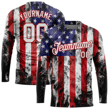 Load image into Gallery viewer, Custom White White Red-Royal American Flag Fashion 3D Long Sleeve Performance T-Shirt
