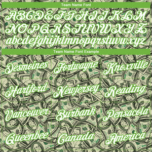 Custom Green White-Neon Green Dollar 3D Pattern Long Sleeve Performance T-Shirt
