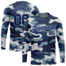 Load image into Gallery viewer, Custom Camo Navy-Light Blue Salute To Service Long Sleeve Performance T-Shirt
