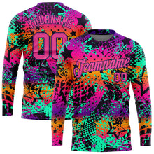 Load image into Gallery viewer, Custom Graffiti Pattern Pink-Purple Bright Neon Colors 3D Long Sleeve Performance T-Shirt
