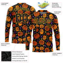 Load image into Gallery viewer, Custom 3D Pattern Halloween Pumpkins Bats Stars Long Sleeve Performance T-Shirt
