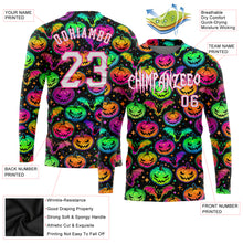 Load image into Gallery viewer, Custom 3D Pattern Bright Multicolored Halloween Pumpkins And Bats Long Sleeve Performance T-Shirt
