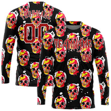 Load image into Gallery viewer, Custom 3D Pattern Halloween Skulls Long Sleeve Performance T-Shirt
