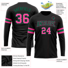 Load image into Gallery viewer, Custom Black Pink-Kelly Green Long Sleeve Performance T-Shirt
