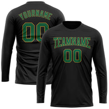 Load image into Gallery viewer, Custom Black Kelly Green-Old Gold Long Sleeve Performance T-Shirt
