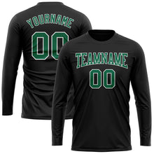 Load image into Gallery viewer, Custom Black Kelly Green-White Long Sleeve Performance T-Shirt
