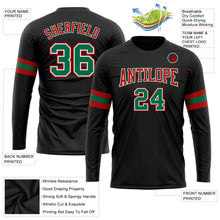 Load image into Gallery viewer, Custom Black Kelly Green Red-White Long Sleeve Performance T-Shirt
