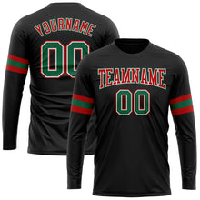 Load image into Gallery viewer, Custom Black Kelly Green Red-White Long Sleeve Performance T-Shirt
