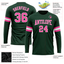 Load image into Gallery viewer, Custom Green Pink-White Long Sleeve Performance T-Shirt
