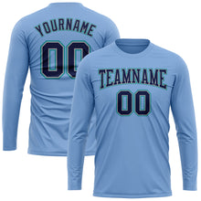 Load image into Gallery viewer, Custom Light Blue Navy Gray-Aqua Long Sleeve Performance T-Shirt
