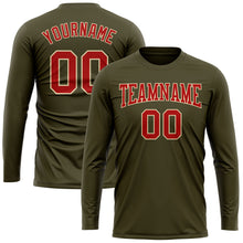 Load image into Gallery viewer, Custom Olive Red-Cream Long Sleeve Performance Salute To Service T-Shirt
