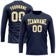 Load image into Gallery viewer, Custom Navy White-Gold Long Sleeve Performance Salute To Service T-Shirt
