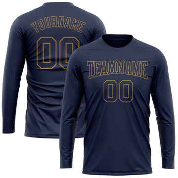 Custom Navy Navy-Old Gold Long Sleeve Performance Salute To Service T-Shirt