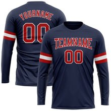 Load image into Gallery viewer, Custom Navy Red-White Long Sleeve Performance Salute To Service T-Shirt
