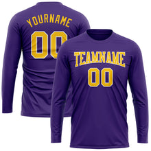 Load image into Gallery viewer, Custom Purple Gold-White Long Sleeve Performance T-Shirt
