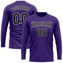 Load image into Gallery viewer, Custom Purple Black-White Long Sleeve Performance T-Shirt
