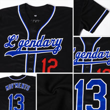 Load image into Gallery viewer, Custom Black Royal-Red Authentic Baseball Jersey
