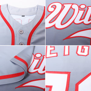Custom Gray White Steel Gray-Red Authentic Fade Fashion Baseball Jersey