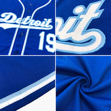 Load image into Gallery viewer, Custom Royal White-Light Blue Baseball Jersey
