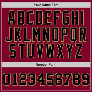 Custom Maroon Black-Old Gold Authentic Throwback Basketball Jersey
